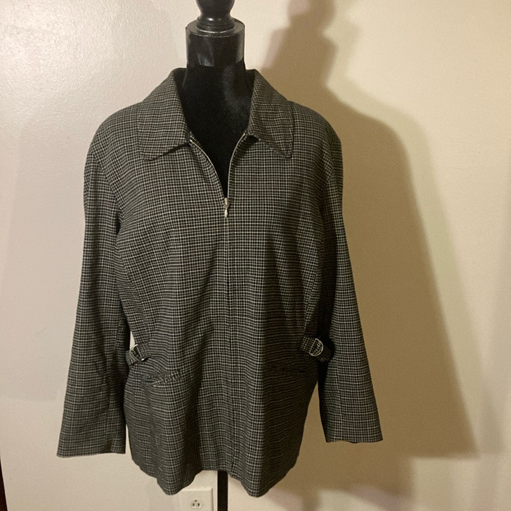 Lane Bryant Designs | Women’s Black Tan Plaid Zip Coat/Jacket - Size 16